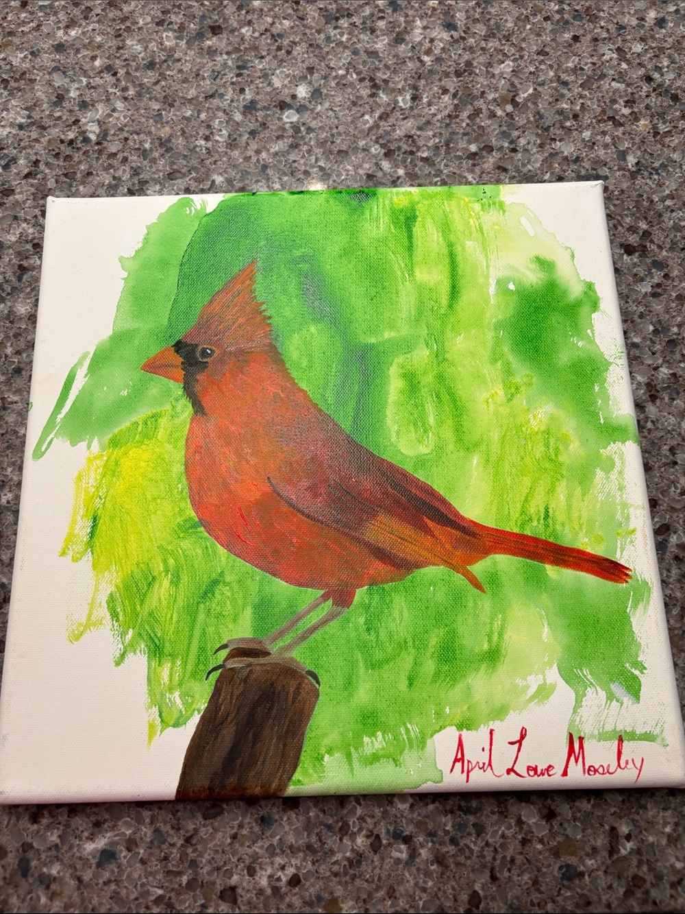 “Cardinal” original mixed media painting